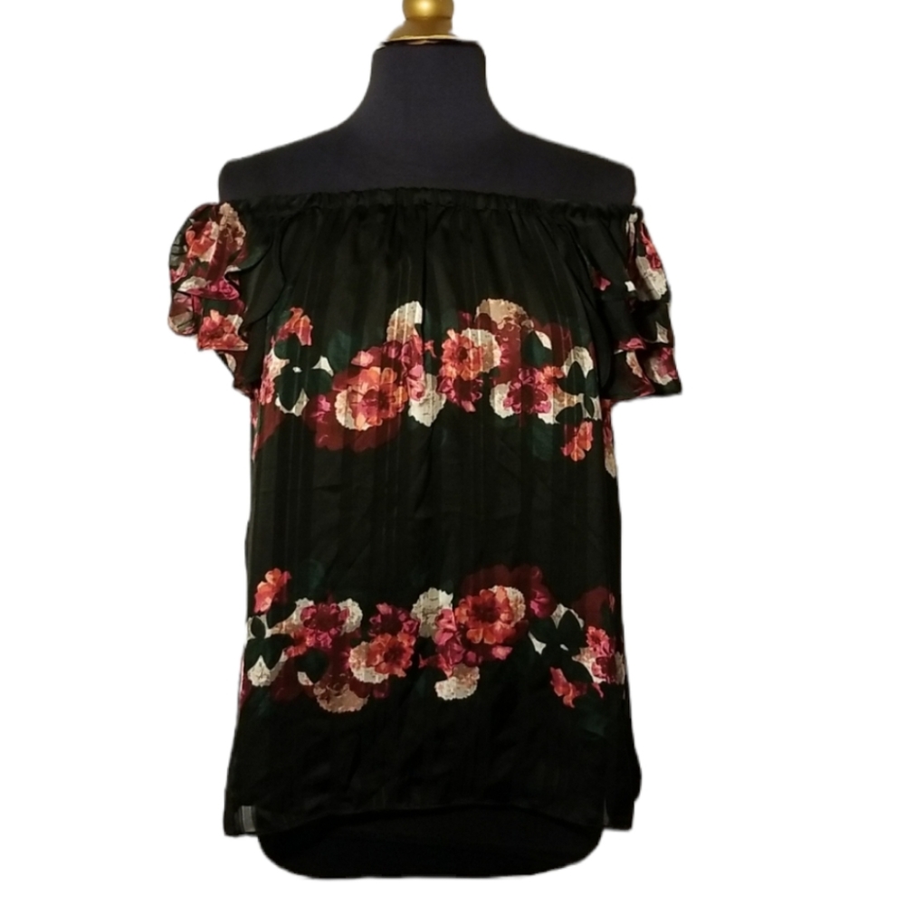 Banana Republic Top Blouse Size Small Floral Off Shoulder Ruffle
